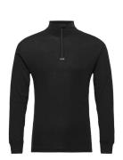 Dovre Wool 1/1 Ærme & Zipper Tops Knitwear Half Zip Jumpers Black Dovr...