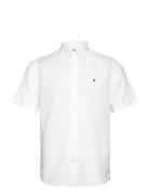 Douglas Linen Ss Shirt-Classic Fit Designers Shirts Short-sleeved Whit...