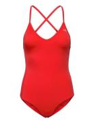 Puma Swim Women V-Neck Crossback Swimsuit 1P Sport Swimsuits Red Puma ...