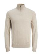 Jjeemil Knit Half Zip Noos Tops Knitwear Half Zip Jumpers Cream Jack &...