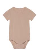 Body Ss Bodies Short-sleeved Beige Minymo