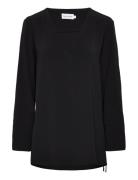 Structure Twill Ls Tunic Top Tops Tunics Black Calvin Klein