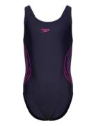 Girls Placmement Muscleback Sport Swimsuits Navy Speedo