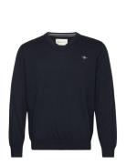 Classic Cotton V-Neck Tops Knitwear V-necks Navy GANT