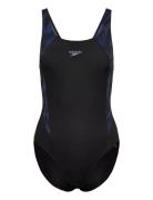 Womens Hyper Boom Splice Muscleback Sport Swimsuits Black Speedo