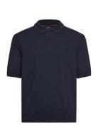 Asac_P Tops Knitwear Short Sleeve Knitted Polos Blue BOSS