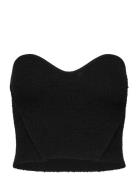 Tweed Corset Top Tops Crop Tops Sleeveless Crop Tops Black Mango