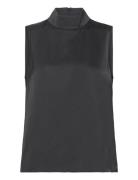 Tiny Satin Top Tops Blouses Sleeveless Black Marville Road