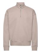 Hco. Guys Sweatshirts Tops Knitwear Half Zip Jumpers Beige Hollister