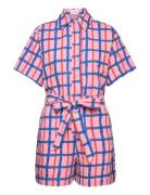 Checked Collar Butt D Short Playsuit Bottoms Jumpsuits Pink Bobo Chose...