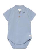 Body Ss Polo Bodies Short-sleeved Blue En Fant