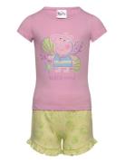 Set 2P Short + Ts Sets Sets With Short-sleeved T-shirt Pink Gurli Gris