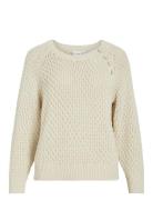 Vijosmira O-Neck L/S Button Knit Top Tops Knitwear Jumpers Beige Vila