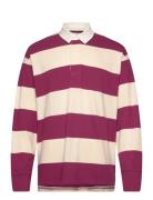 Block Stripe Heavy Rugger Tops Polos Long-sleeved Purple GANT