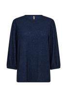 Sc-Biara Tops Blouses Long-sleeved Blue Soyaconcept