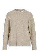 Vihefna Stitch Detail Knit Top/R Tops Knitwear Jumpers Beige Vila