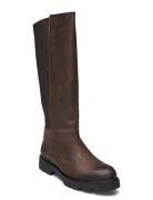 Biaothilia Knee High Elastic Boot Leather Høye Støvletter Brown Bianco