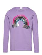 Top L S Flip Sequins Tops T-shirts Long-sleeved T-shirts Purple Lindex