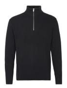 Half Zip Rib Knit Tops Knitwear Half Zip Jumpers Black Lindbergh