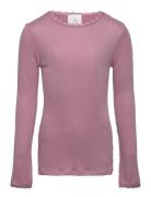 Tnlotus L_S Rib Tee Tops T-shirts Long-sleeved T-shirts Pink The New