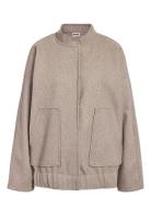 Nmhalston L/S Bomber Jacket Wvn Noos Bomberjakke Beige NOISY MAY