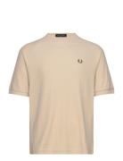 Ribbed Raglan S T-Shirt Tops T-shirts Short-sleeved Cream Fred Perry