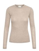 Niniagz Ls Wool Roundneck Noos Tops Knitwear Jumpers Beige Gestuz