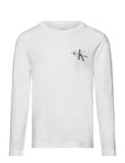 Chest Monologo Ls T-Shirt Tops T-shirts Long-sleeved T-shirts White Ca...