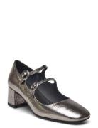 264-Delou Cuir Metallise Shoes Heels Pumps Classic Silver Jonak Paris