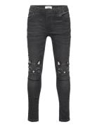 Trousers Denimjersey Sara Knee Bottoms Jeans Regular Jeans Black Linde...