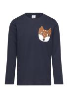 Top Ls Fox Pocket Tops T-shirts Long-sleeved T-shirts Navy Lindex