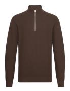 Cfkarl 0160 Structured Halfzip Knit Tops Knitwear Half Zip Jumpers Bro...