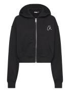 Embroidered Ck Zip Through Tops Sweat-shirts & Hoodies Hoodies Black C...