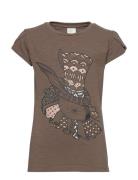 Gate Ss T-Shirt Tops T-shirts Short-sleeved Brown En Fant