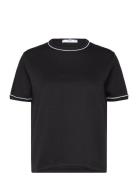 100% Cotton T-Shirt With Contrast Piping Tops T-shirts & Tops Short-sl...