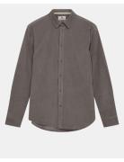 Akleif Solid Cord Shirt Tops Shirts Casual Grey Anerkjendt