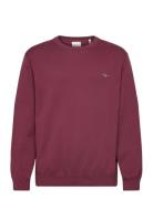 Classic Cotton C-Neck Tops Knitwear Round Necks Burgundy GANT