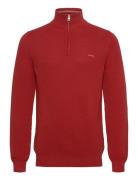 Cotton Pique Half Zip Tops Knitwear Half Zip Jumpers Red GANT