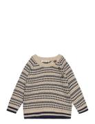 O-Neck Light Nordic Knit Sweater Tops Knitwear Pullovers Beige Petit P...