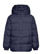 Hood Quilted Coat Fôret Jakke Navy Mango