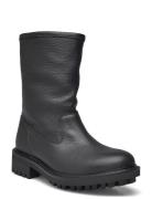 Flat Biker Boot Lth Shoes Boots Ankle Boots Ankle Boots Flat Heel Blac...