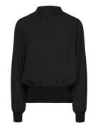 Krista Knit L/S Stand Nk Top Tops Blouses Long-sleeved Black French Co...