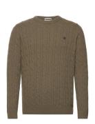 P-B Lambwool Cable Tops Knitwear Round Necks Khaki Green Timberland