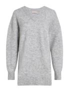 Textured Sweater V-Neck Dress Tops Knitwear Jumpers Grey Calvin Klein ...