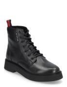 Tjw Lace Up Flat Boot Shoes Boots Ankle Boots Laced Boots Black Tommy ...