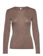 Top Merino Wool Ls Tops T-shirts & Tops Long-sleeved Beige Lindex