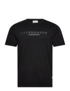 Copenhagen Print Tee S/S Tops T-shirts Short-sleeved Black Lindbergh