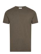 Basic Tee S/S In Melange Tops T-shirts Short-sleeved Khaki Green Lindb...