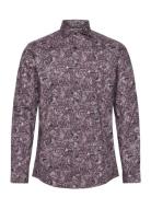 Aop Floral Shirt L/S Tops Shirts Casual Burgundy Lindbergh