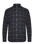 Flannel Tartan Shirt-Slim Fit Tops Shirts Casual Navy Morris